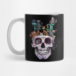 Cat Skull Shirt - Kitty Skeleton Halloween Costume Skull Cat Mug